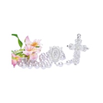 TERÇO DE NOIVA PÉROLA STRASS PRATA