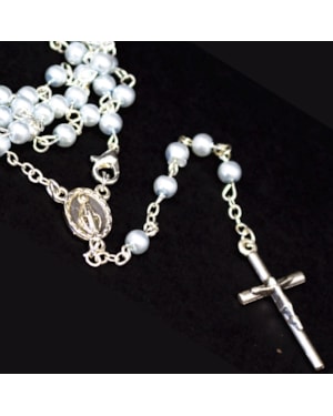 TERÇO DE PESCOÇO NOSSA SENHORA DAS GRAÇAS AZUL 4MM