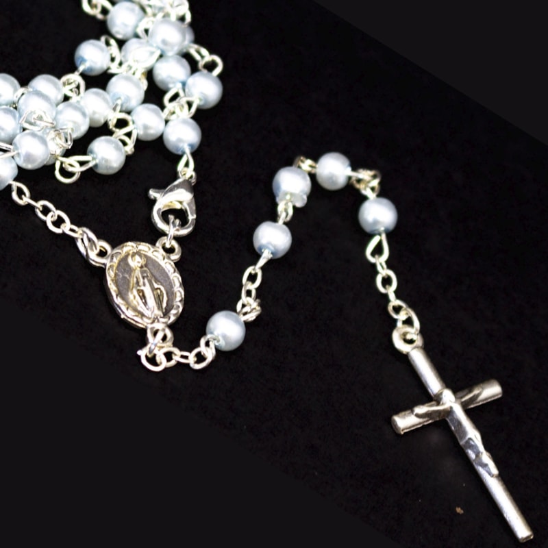 TERÇO DE PESCOÇO NOSSA SENHORA DAS GRAÇAS AZUL 4MM
