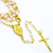 TERÇO DE PESCOÇO NOSSA SENHORA DE FÁTIMA ROSA 4MM