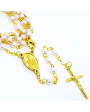 TERÇO DE PESCOÇO NOSSA SENHORA DE FÁTIMA ROSA 4MM