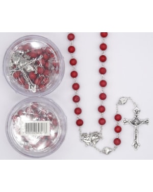 TERÇO ITALIANO ENTREMEIO CORAÇÃO DE JESUS/IMACULADO CORAÇÃO DE MARIA VERMELHO 8MM
