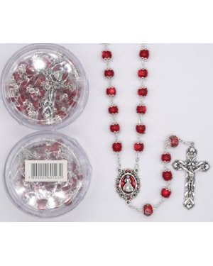TERÇO ITALIANO ENTREMEIO JESUS MISERICORDIOSO OLHO DE GATO VERMELHO 8MM