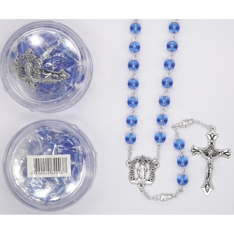 TERÇO ITALIANO ENTREMEIO NOSSA SENHORA DAS GRAÇAS AZUL 6MM