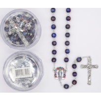 TERÇO ITALIANO ENTREMEIO NOSSA SENHORA DAS GRAÇAS AZUL ESCURO MARMORIZADO 8MM