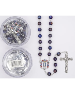 TERÇO ITALIANO ENTREMEIO NOSSA SENHORA DAS GRAÇAS AZUL ESCURO MARMORIZADO 8MM