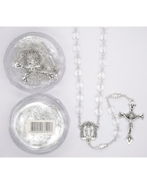TERÇO ITALIANO ENTREMEIO  NOSSA SENHORA DAS GRAÇAS CRISTAL TRANSPARENTE 8MM