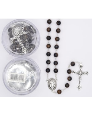 TERÇO ITALIANO ENTREMEIO NOSSA SENHORA DAS GRAÇAS MARROM RESINADO 8MM