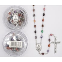 TERÇO ITALIANO ENTREMEIO NOSSA SENHORA DAS GRAÇAS OVAL MARMORIZADO 5MM