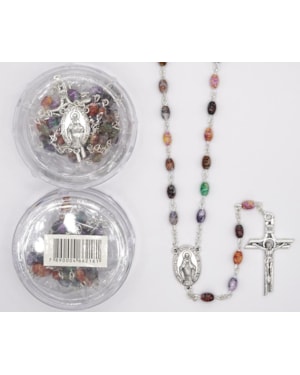TERÇO ITALIANO ENTREMEIO NOSSA SENHORA DAS GRAÇAS OVAL MARMORIZADO 5MM