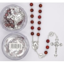 TERÇO ITALIANO ENTREMEIO PAPA LEÃO PEROLA MARROM MARMORIZADO 6MM