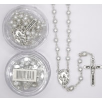TERÇO ITALIANO ENTREMEIO PAPA LEÃO/ SANTO AGOSSTINHO PEROLA BRANCA 6MM