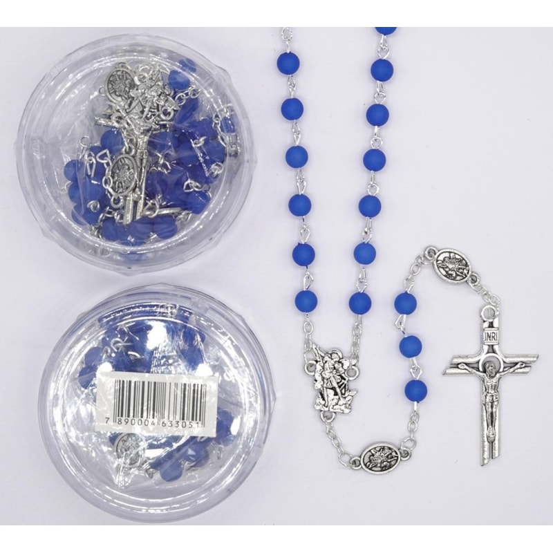 TERÇO ITALIANO ENTREMEIO SÃO MIGUEL ARCANJO AZUL 6MM
