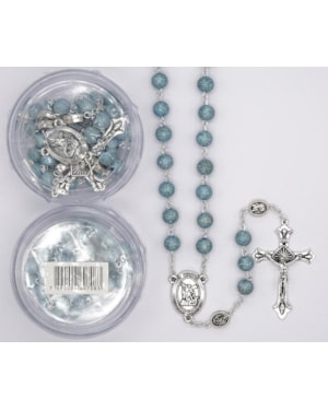 TERÇO ITALIANO ENTREMEIO SÃO MIGUEL ARCANJO AZUL TURQUESA 8MM