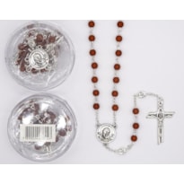 TERÇO ITALIANO ENTREMEIO SÃO PIO MARROM  6MM