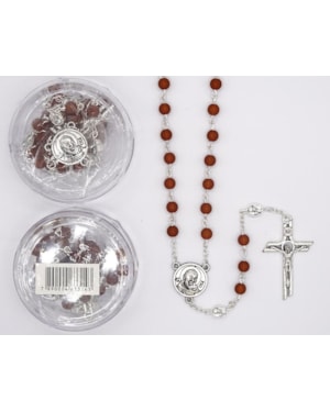 TERÇO ITALIANO ENTREMEIO SÃO PIO MARROM  6MM