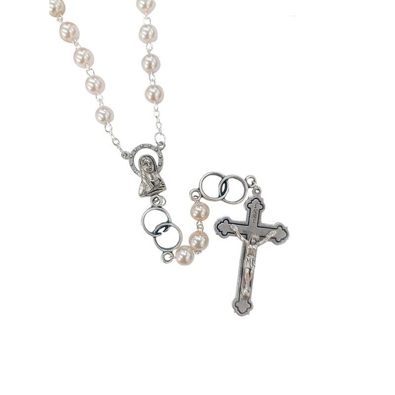 TERÇO ITALIANO MATRIMONIO BRANCO 6MM