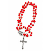 TERÇO ITALIANO SAGRADO CORAÇÃO DE JESUS 8MM VERMELHO CAIXA ACRILICO