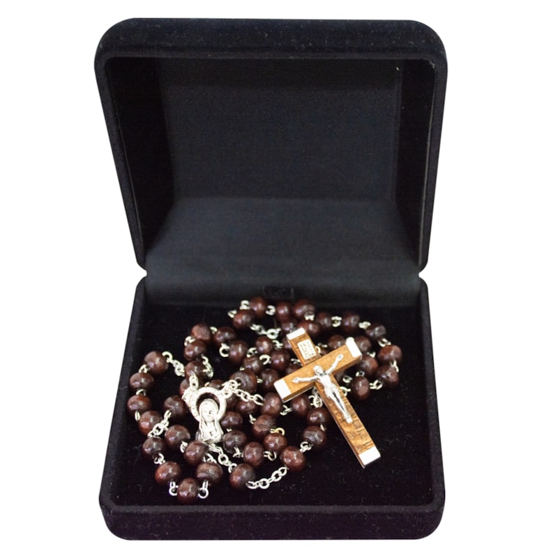 TERÇO MADEIRA MARROM ESCURO 6MM
