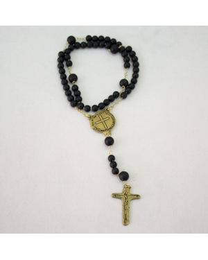 TERÇO MEDALHA DAS DUAS CRUZES DOURADO