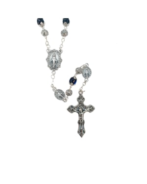 TERÇO MEDALHA MILAGROSA CRISTAL 6MM ESCARABÉ