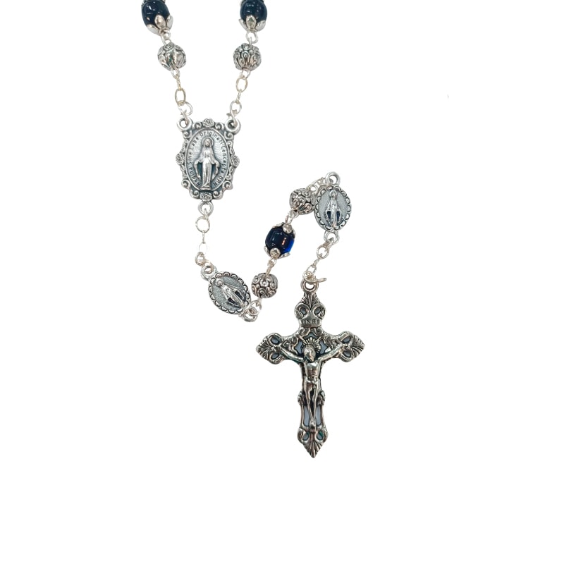 TERÇO MEDALHA MILAGROSA  CRISTAL 6MM ESCARABÉ