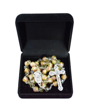 TERÇO MURANO CRISTAL 12MM DOURADO