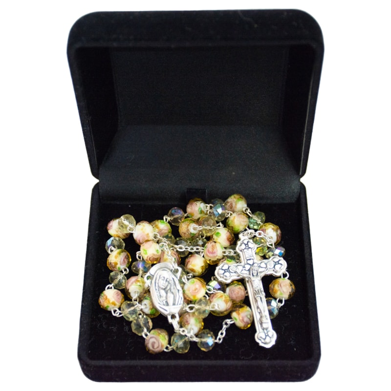 TERÇO MURANO CRISTAL 12MM  DOURADO
