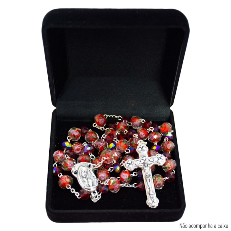 TERÇO MURANO CRISTAL 12MM  VERMELHO