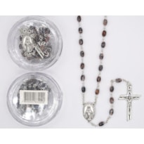 TERÇO NOSSA SENHORA DAS GRAÇAS PRETO OVAL MARMORIZADO  5MM