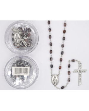 TERÇO NOSSA SENHORA DAS GRAÇAS PRETO OVAL MARMORIZADO  5MM
