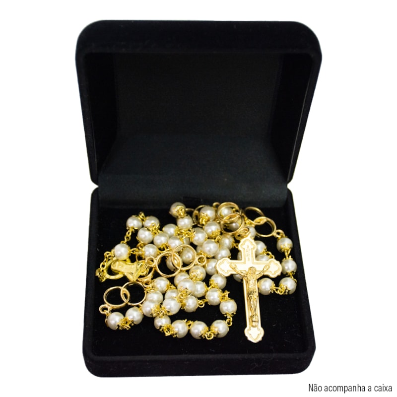 TERÇO PEROLADO ALIANÇA DOURADO 6MM