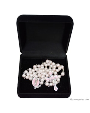 TERÇO PRIMEIRA COMUNHÃO ROSA PEROLADO MENINA 8MM