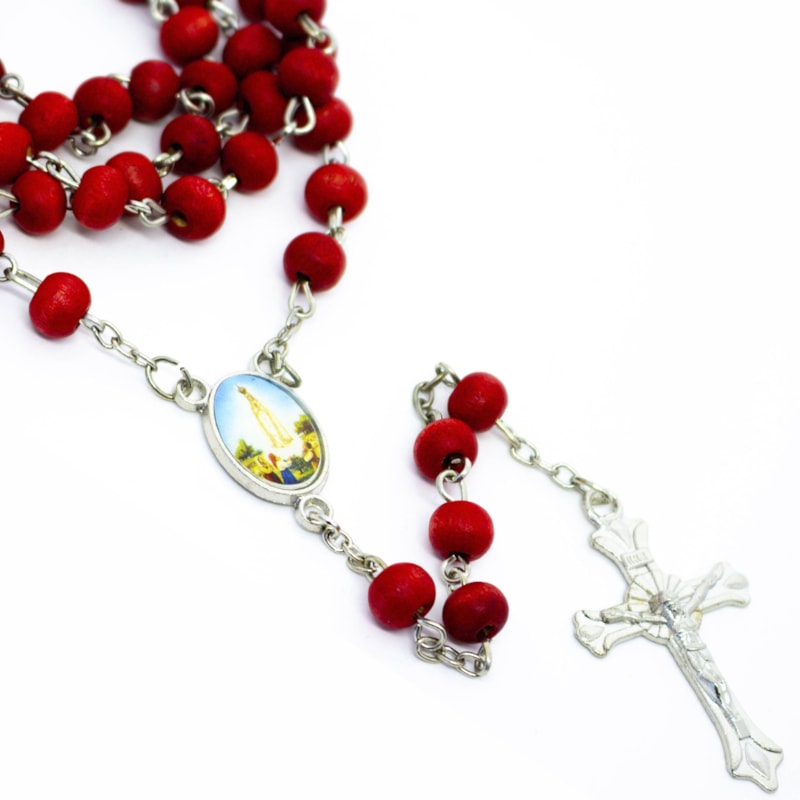 TERÇO ROSA PERFUMADO ITALIANO NOSSA SENHORA DE FATIMA DISPLAY C/ 12 UNIDADES