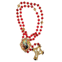 TERÇO SANTA RITA CRISTAL 10MM -  ENTREMEIO COM STRASS E CRUZ COM STRASS - FOLHEADO A OURO 18K