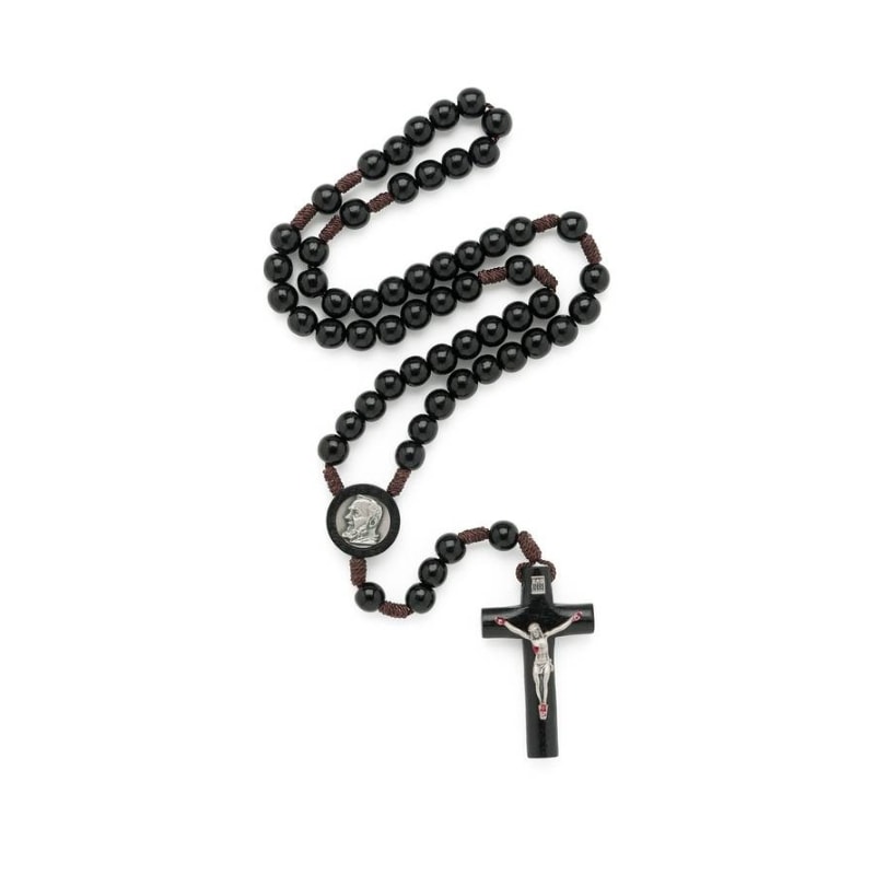 TERÇO SÃO PADRE PIO MADEIRA PRETO