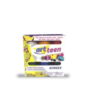 TINTA ACRILEX PVA PLASTICA 06 CORES 37 ML