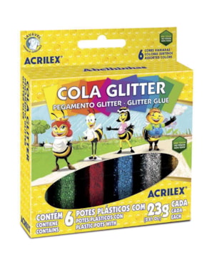 TINTA GUACHE ABELINHAS ACRILEX COM GLITER 06 CORES