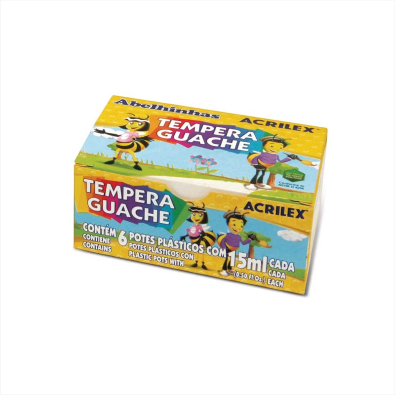 TINTA GUACHE ACRILEX COM 06 CORES 15 ML