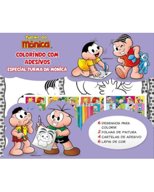 TURMA DA MÔNICA COLORINDO COM ADESIVOS ESPECIAL