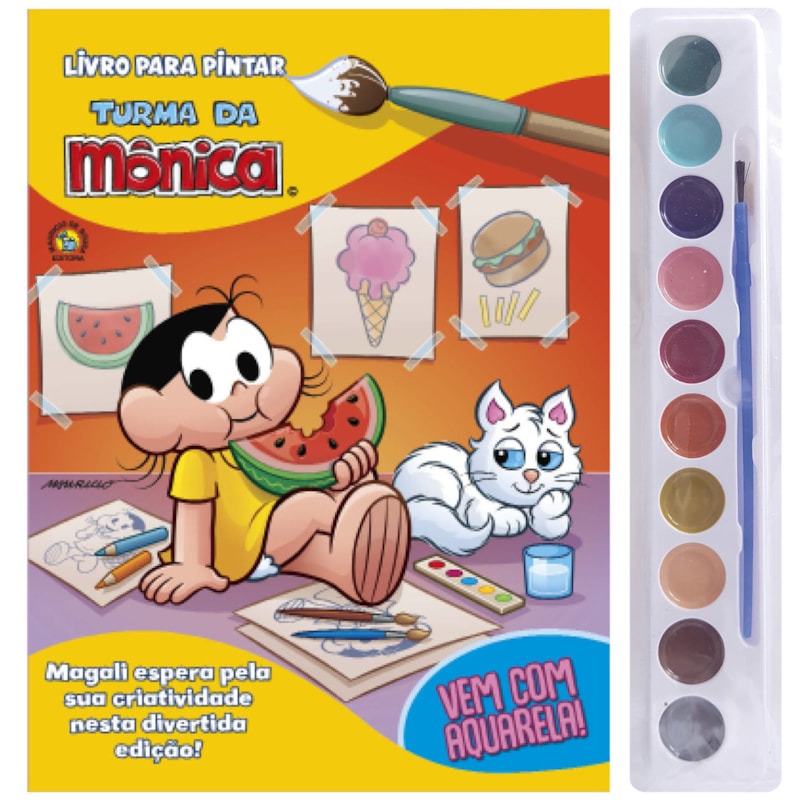 TURMA DA MÔNICA LIVRO PARA PINTAR COM AQUARELA - MAGALI