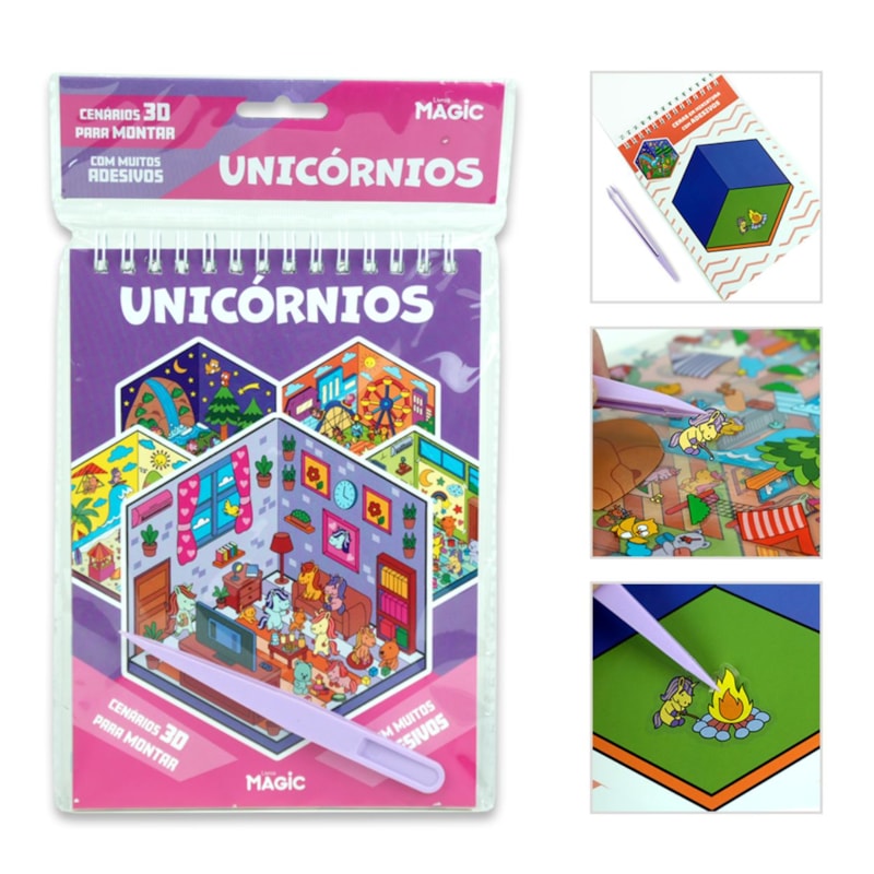 UNICÓRNIOS COM ADESIVOS 3D