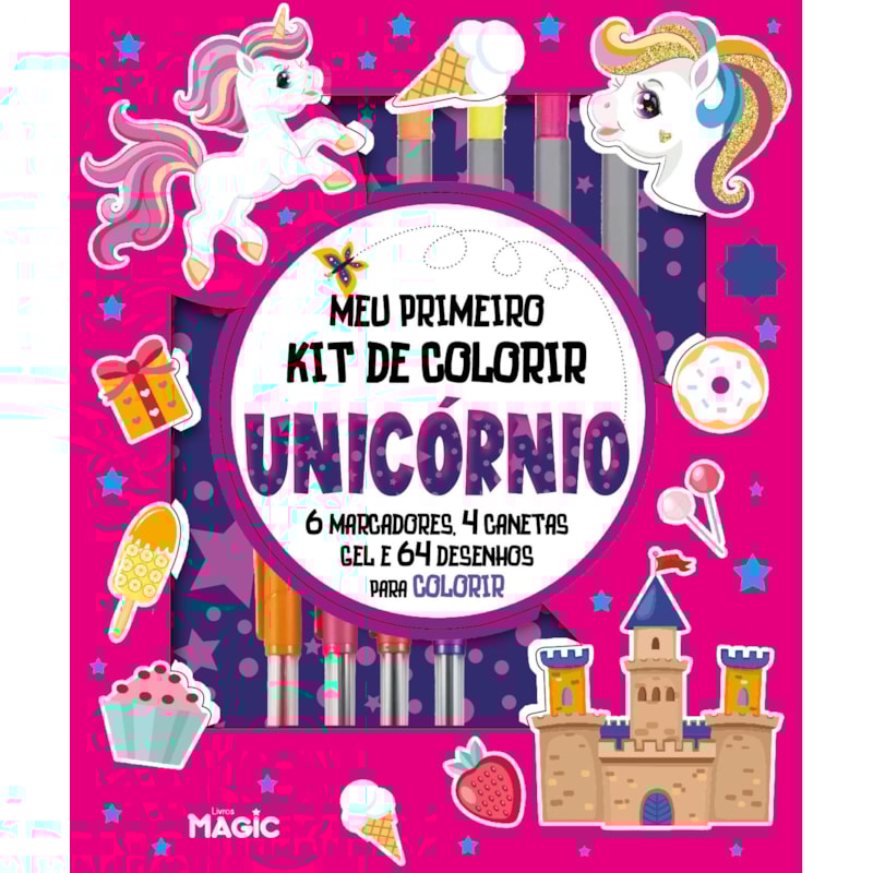 UNICÓRNIOS - KIT DE ATIVIDADES COM MARCADORES E CANETAS PERFUMADAS