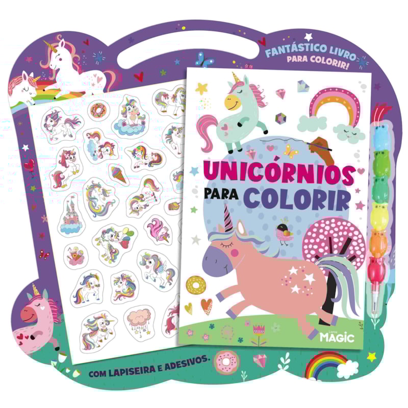 UNICÓRNIOS - LAPISEIRA, GIZ DE CERA E ADESIVOS