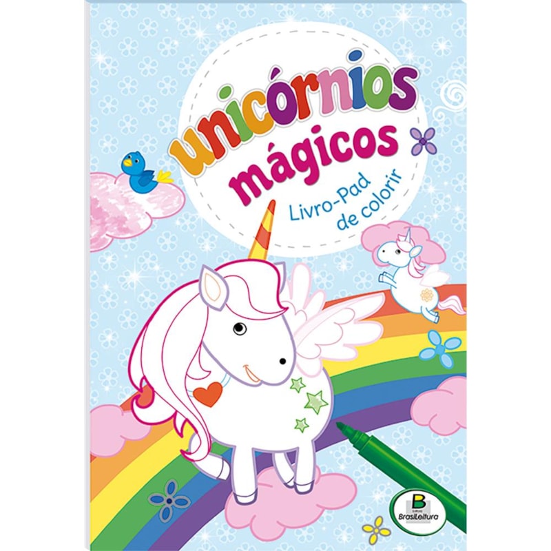 UNICÓRNIOS MÁGICOS - LIVRO-PAD DE COLORIR (AZUL)