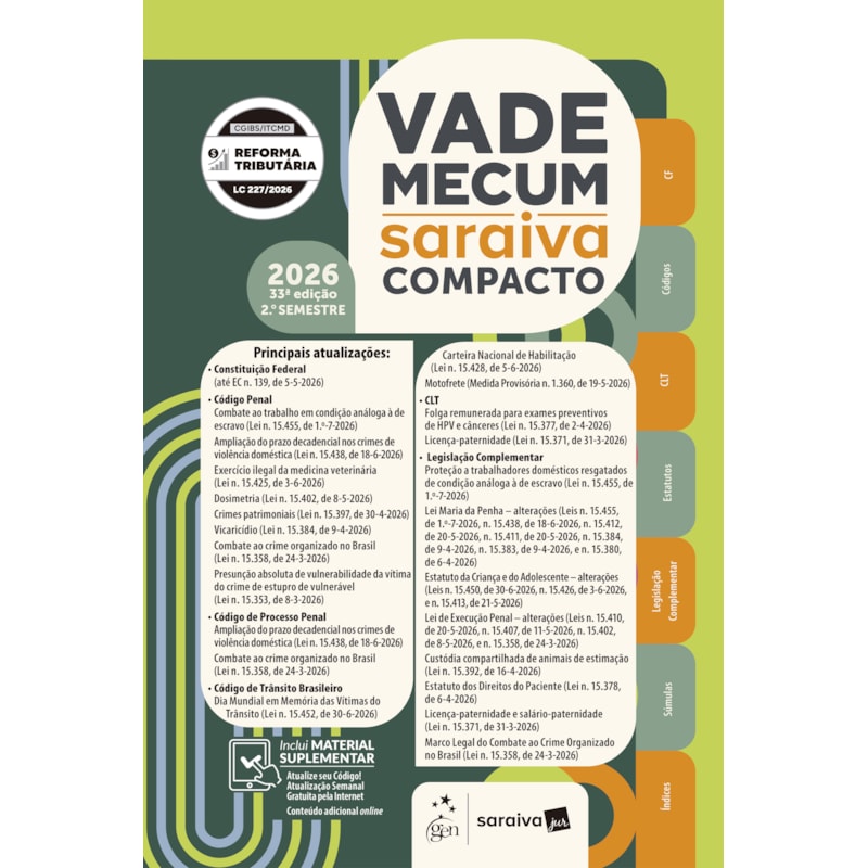 VADE MECUM SARAIVA COMPACTO - 33ª EDIÇÃO 2026