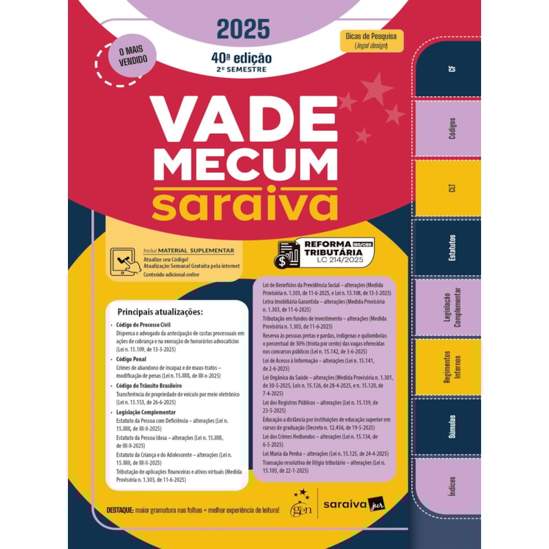 VADE MECUM SARAIVA TRADICIONAL - 40ª EDIÇÃO 2025