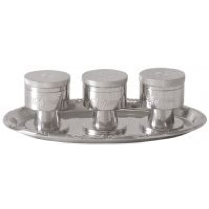 VASO BISPO TRIPLO ENFERMOS BATISMO E CRISMA NIQUELADO