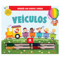 VEÍCULOS - COM CANETAS COLORIDAS PARA ESCREVER A APAGAR