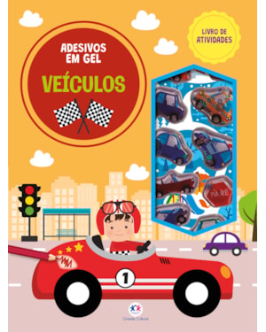 VEÍCULOS - LIVRO DE ATIVIDADES E ADESIVOS EM GEL